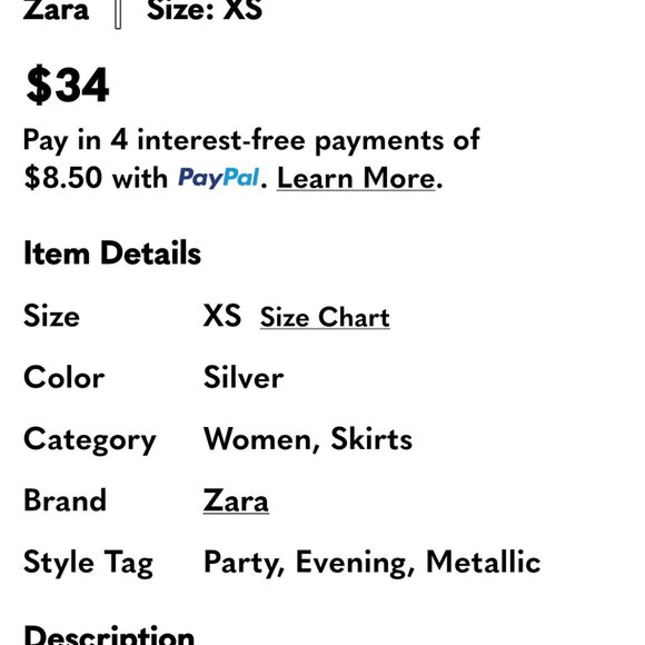 NWOT ZARA ( SM ) Silver Metallic Silver Mini Ruffle Skirt - Picture 7 of 7